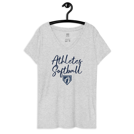 Athletes Softball - Women’s recycled v-neck t-shirt